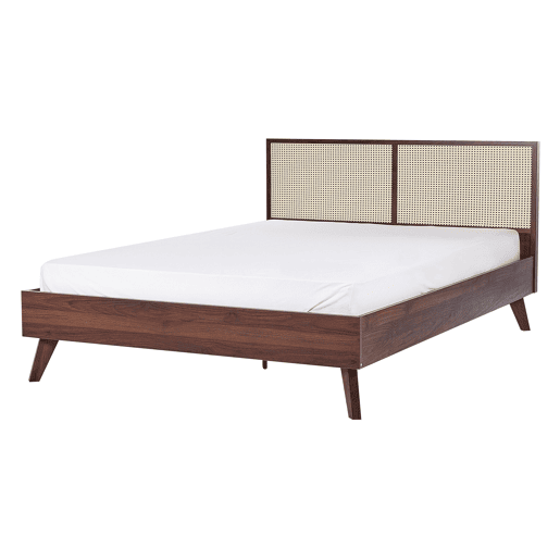 Cama Rattan MONPAZIER 140 x 200 cm Castanho escuro