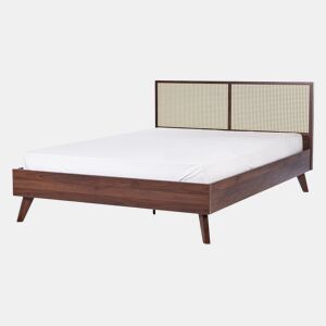 Cama Rattan MONPAZIER 140 x 200 cm Castanho escuro