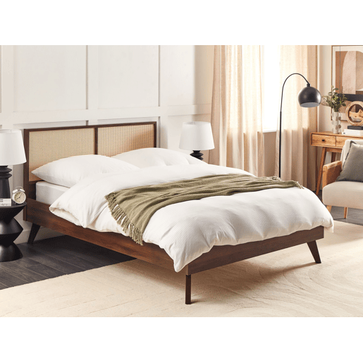 Cama Rattan MONPAZIER 140 x 200 cm Castanho escuro