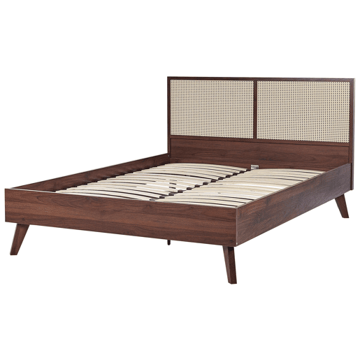 Cama Rattan MONPAZIER 140 x 200 cm Castanho escuro