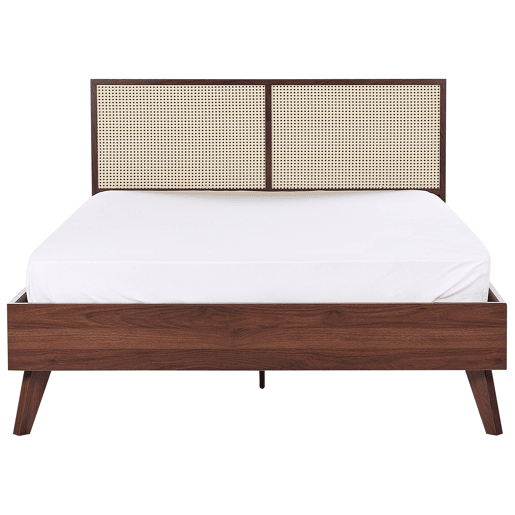Cama Rattan MONPAZIER 140 x 200 cm Castanho escuro