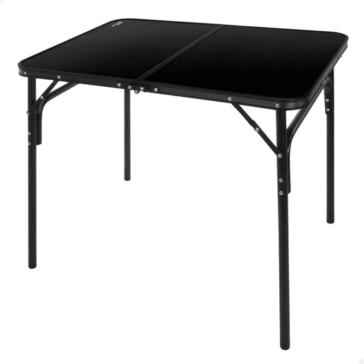 Aktive Mesa de acampamento dobrável preta antiderrapante com sistema de nivelamento Aktive Mesa de acampamento dobrável preta antiderrapante com sistema de nivelamento