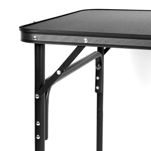 Aktive Mesa de acampamento dobrável preta antiderrapante com sistema de nivelamento Aktive Mesa de acampamento dobrável preta antiderrapante com sistema de nivelamento