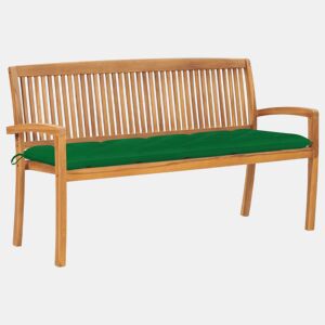 vidaXL Banco de jardim empilhável c almofadão 159 cm teca maciça