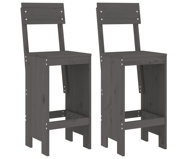 Vidaxl taburetes de cocina 2 uds madera de pino gris 40x48,5x115,5 cm