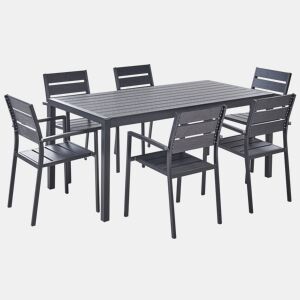 Conjunto de refeições de jardim 6 lugares VERNIO Preto