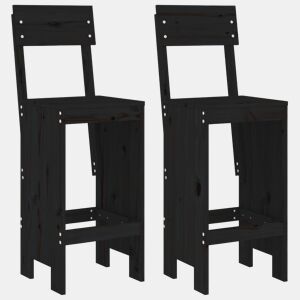 vidaXL Cadeiras de bar 2 pcs 40x48,5x115,5 cm pinho maciço preto