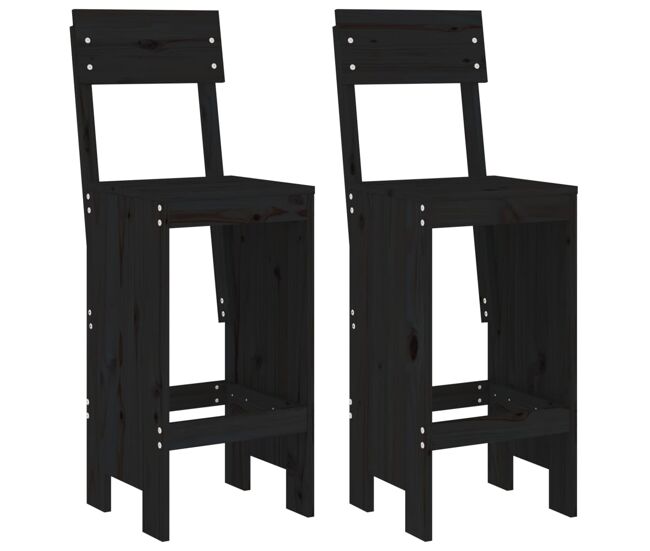 Vidaxl taburetes de cocina 2 uds madera de pino negro 40x48,5x115,5 cm