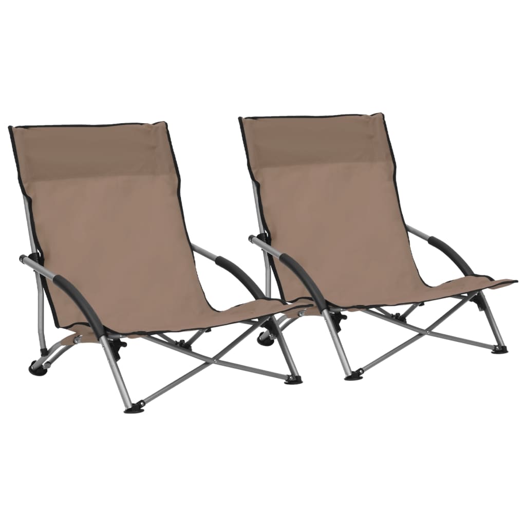 Vidaxl sillas de playa plegables 2 unidades tela gris taupé
