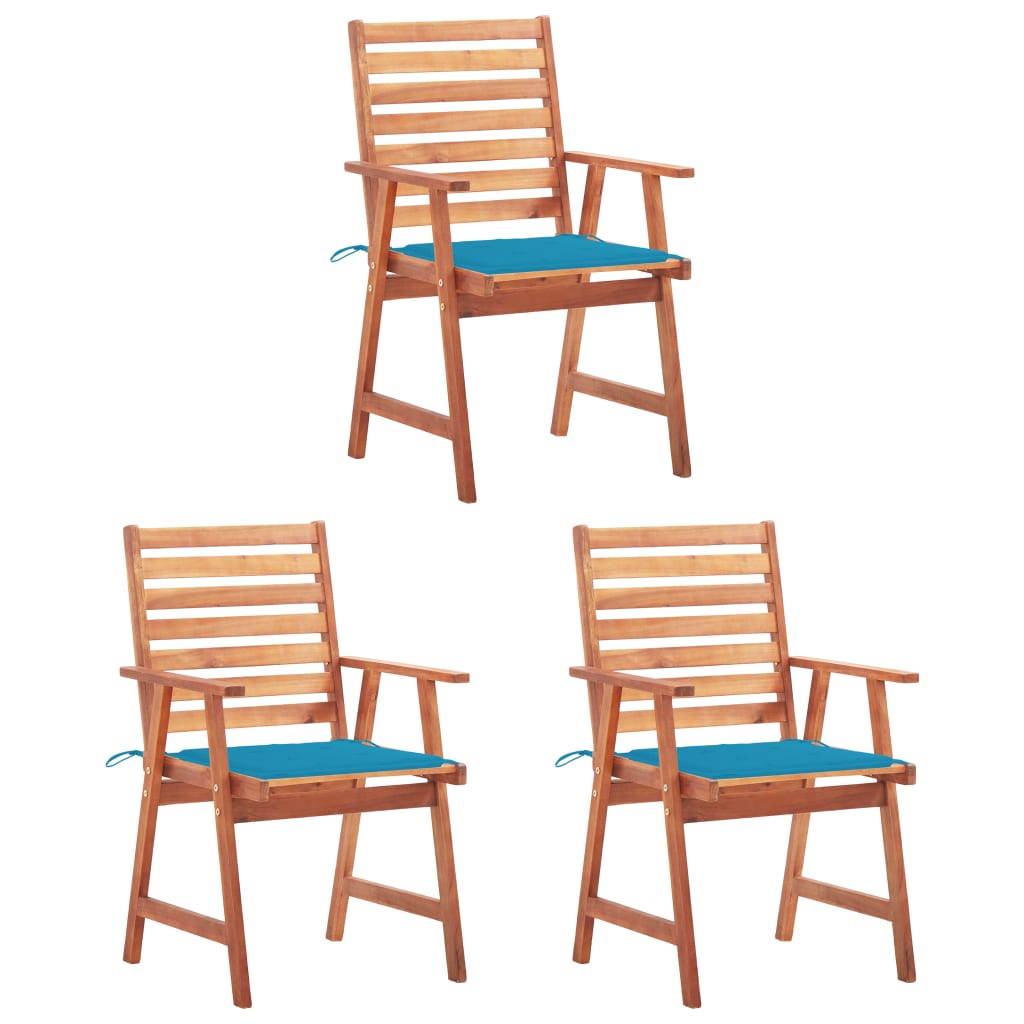 vidaxl sillas comedor de jardin 3 uds madera maciza acacia y cojines