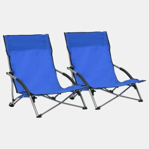 vidaXL Cadeiras de praia dobráveis 2 pcs tecido azul