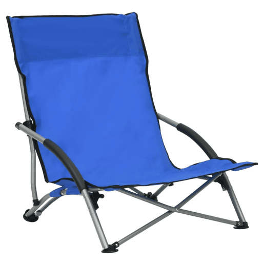 vidaXL Cadeiras de praia dobráveis 2 pcs tecido azul vidaXL Cadeiras de praia dobráveis 2 pcs tecido azul