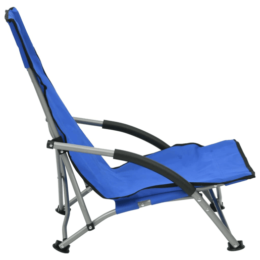 vidaXL Cadeiras de praia dobráveis 2 pcs tecido azul vidaXL Cadeiras de praia dobráveis 2 pcs tecido azul