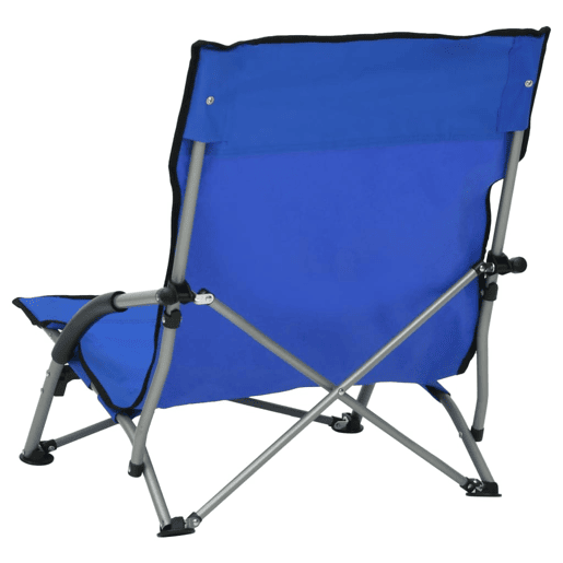vidaXL Cadeiras de praia dobráveis 2 pcs tecido azul vidaXL Cadeiras de praia dobráveis 2 pcs tecido azul