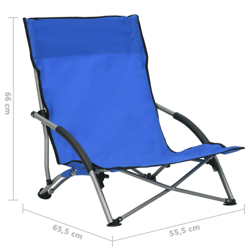 vidaXL Cadeiras de praia dobráveis 2 pcs tecido azul vidaXL Cadeiras de praia dobráveis 2 pcs tecido azul
