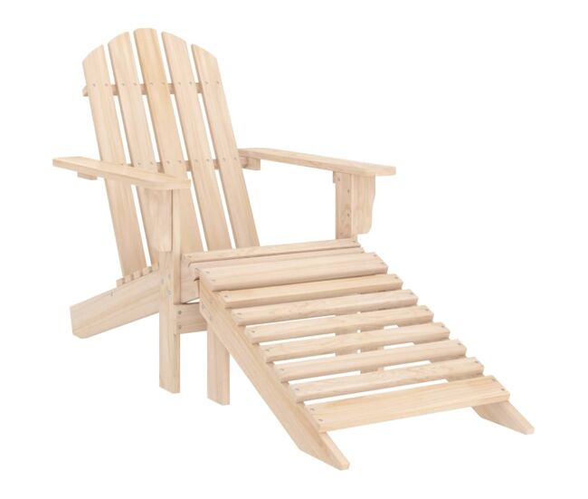 Vidaxl silla jardín adirondack con otomana madera maciza de abeto