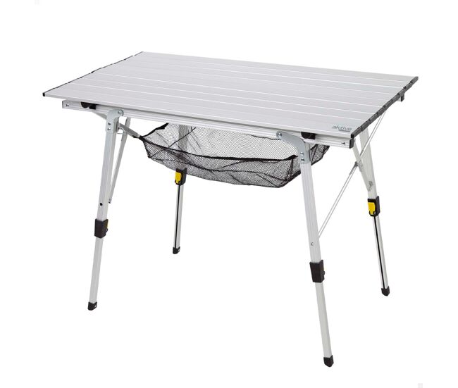 Aktive mesa plegable camping aluminio antideslizante y desmontable altura ajustable c/red auxiliar