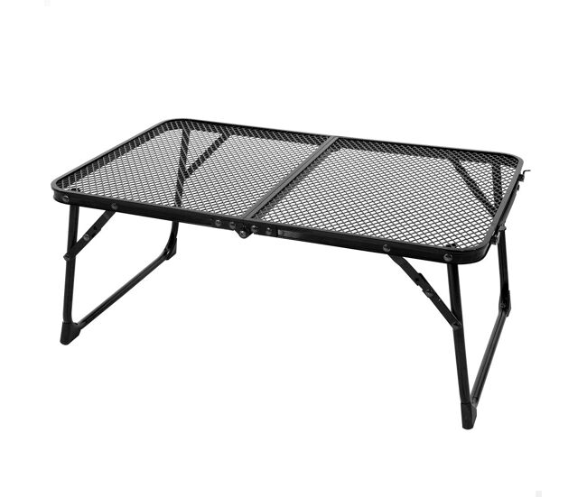 Aktive mesa plegable pequeña camping maletín antivuelco y ultraligera negra para barbacoa