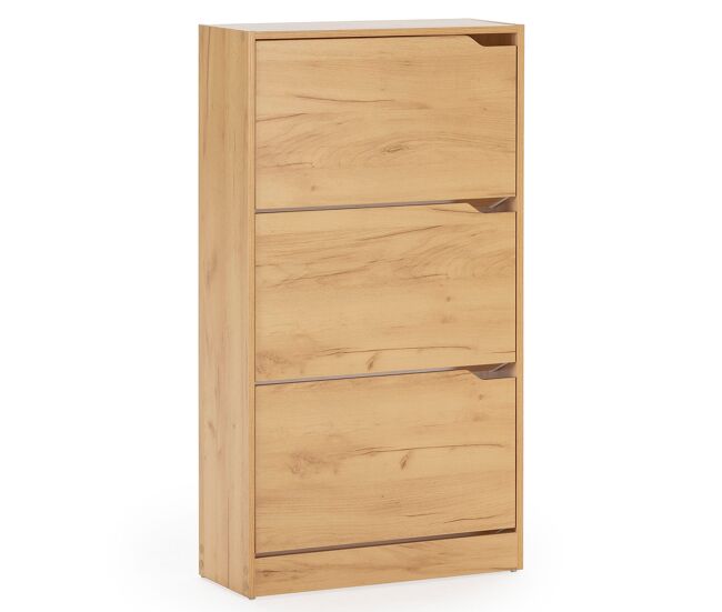 Mueble zapatero ángel 3 puertas color roble claro, para 18 pares