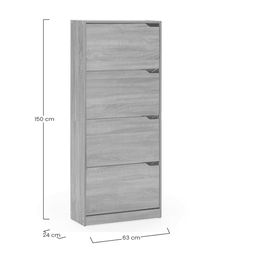 Móveis para sapateira Angel 4 portas cor carvalho, para 24 pares Móveis para sapateira Angel 4 portas cor carvalho, para 24 pares