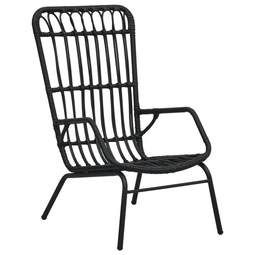 vidaXL Cadeira de jardim vime PE preto