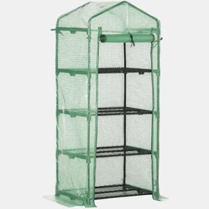 Outsunny Estufa de Jardim com 4 Prateleiras e Cobertura de PE Estufa de Aço para Cultivo de Plantas Flores 70x50x160cm Verde