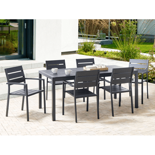 Mesa de refeição de jardim VERNIO 180 cm 90 cm Metal Preto