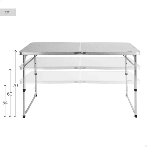Aktive Mesa de acampamento dobrável, regulável em altura e antiderrapante cinzenta