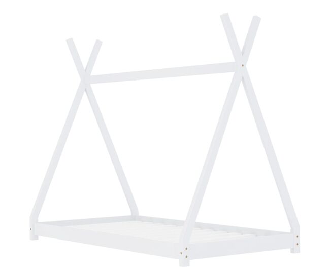 Vidaxl estructura de cama infantil madera maciza pino blanca 70x140 cm