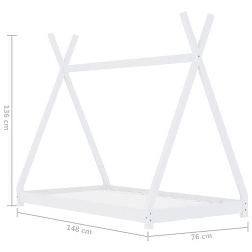 vidaXL Estrutura de cama para crianças 70x140 cm pinho maciço branco