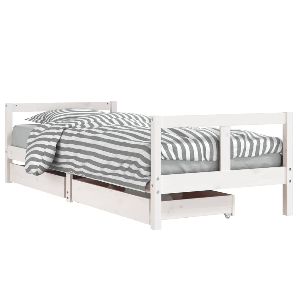 Vidaxl estructura cama niños con cajones madera pino blanco 80x200 cm