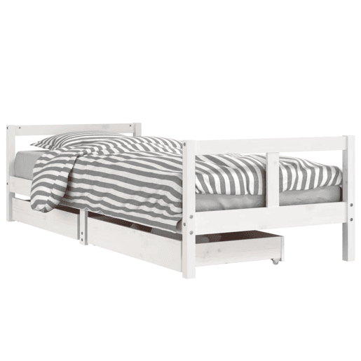 vidaXL Estrutura cama infantil c gavetas 80x200cm pinho maciço branco