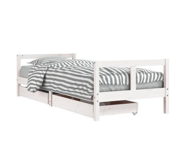 Vidaxl estructura cama niños con cajones madera pino blanco 80x200 cm