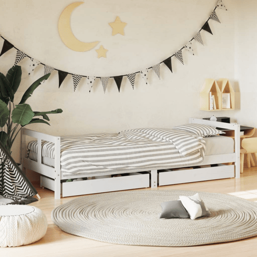 vidaXL Estrutura cama infantil c gavetas 80x200cm pinho maciço branco