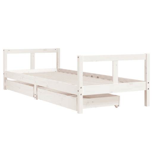 vidaXL Estrutura cama infantil c gavetas 80x200cm pinho maciço branco