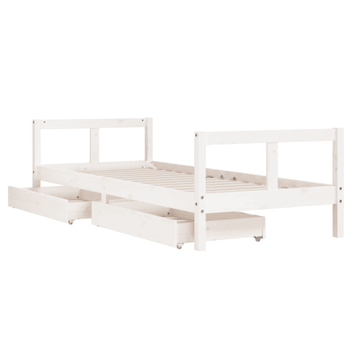 vidaXL Estrutura cama infantil c gavetas 80x200cm pinho maciço branco