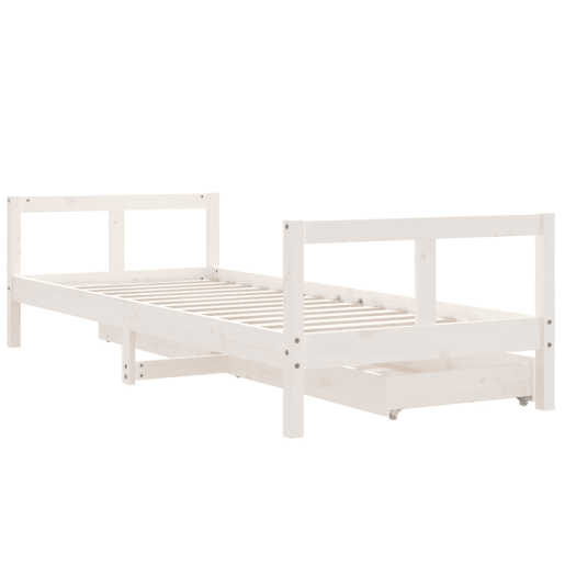 vidaXL Estrutura cama infantil c gavetas 80x200cm pinho maciço branco