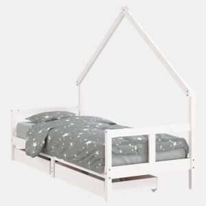 vidaXL Estrutura cama infantil c gavetas 80x200cm pinho maciço branco