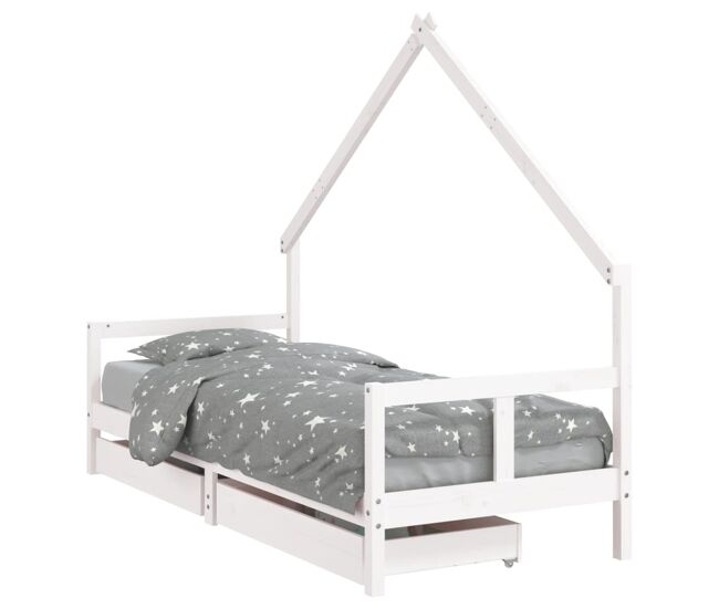 Vidaxl estructura cama niños con cajones madera pino blanco 80x200 cm