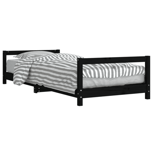 vidaXL Estrutura de cama infantil 90x200 cm pinho maciço preto vidaXL Estrutura de cama infantil 90x200 cm pinho maciço preto