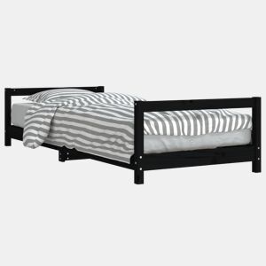 vidaXL Estrutura de cama infantil 90x200 cm pinho maciço preto
