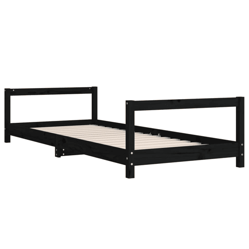 vidaXL Estrutura de cama infantil 90x200 cm pinho maciço preto