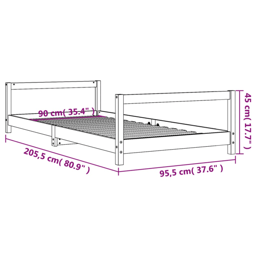 vidaXL Estrutura de cama infantil 90x200 cm pinho maciço preto vidaXL Estrutura de cama infantil 90x200 cm pinho maciço preto