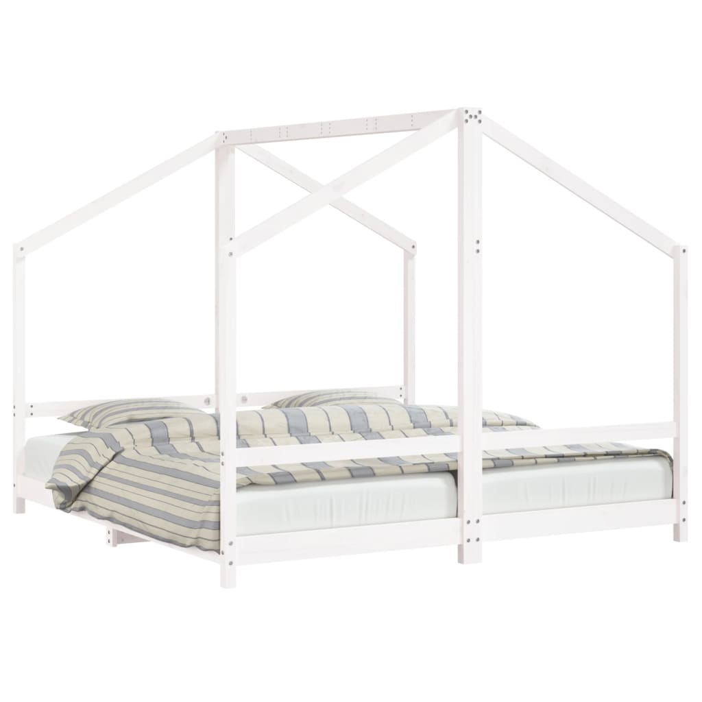 Vidaxl estructura de cama para niños madera pino blanco 2x(90x190) cm