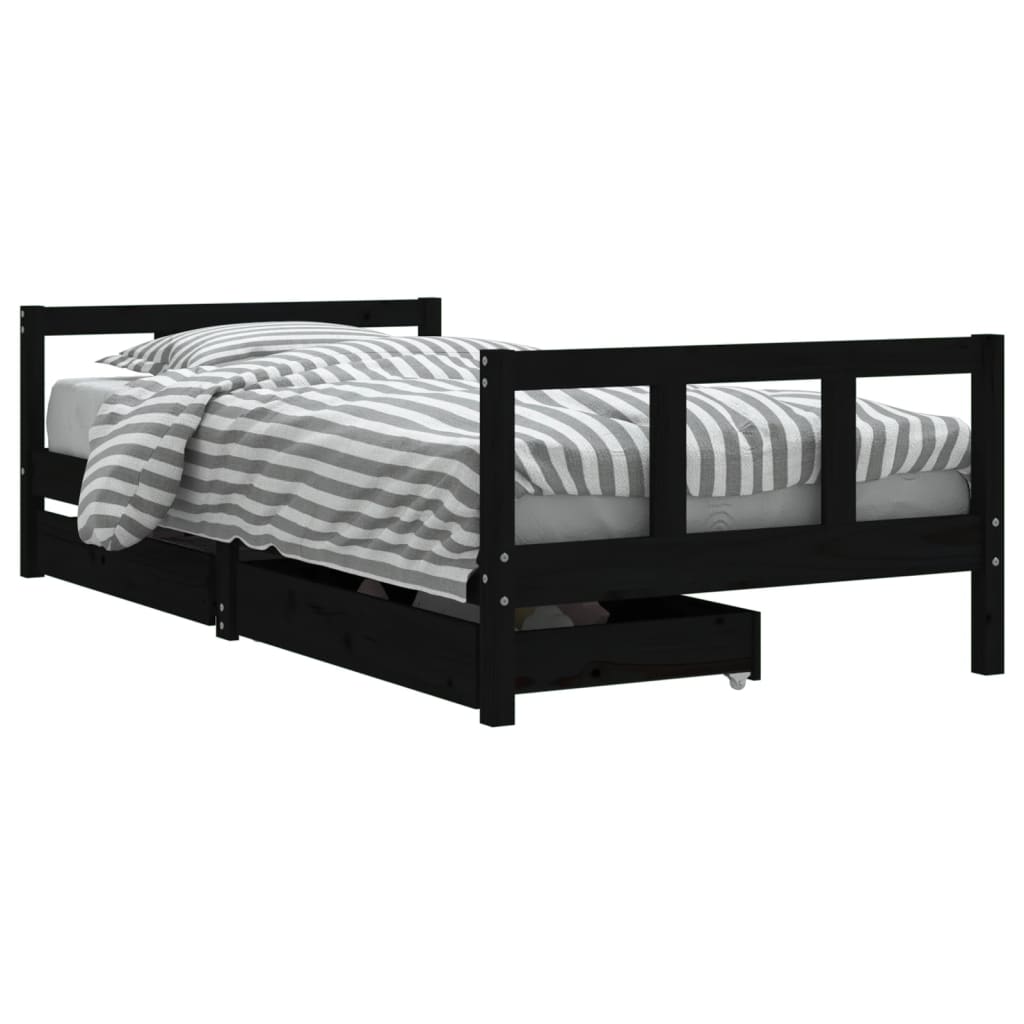 Vidaxl estructura de cama infantil con cajones madera negro 90x190 cm