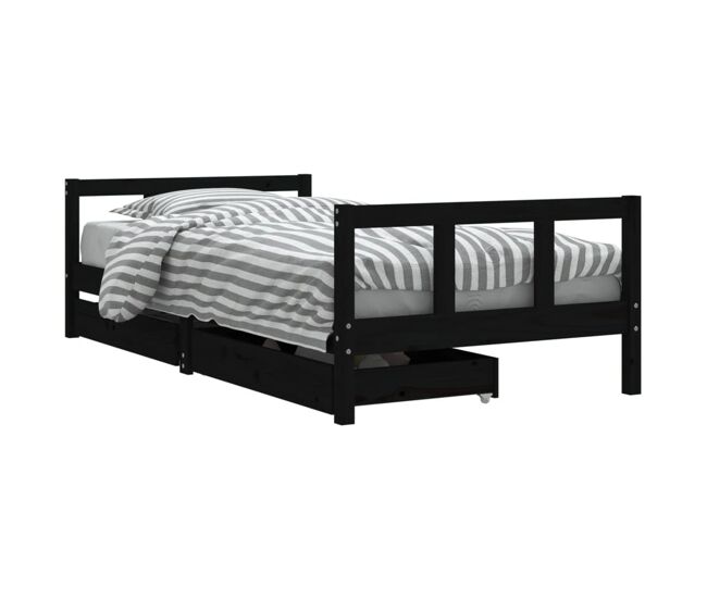 Vidaxl estructura de cama infantil con cajones madera negro 90x190 cm
