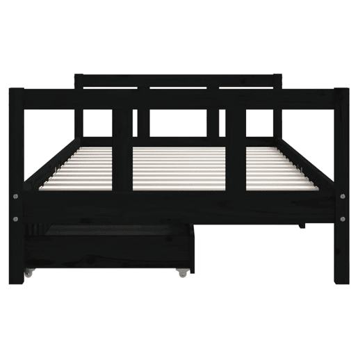 vidaXL Estrutura cama infantil c gavetas 90x190 cm pinho maciço preto