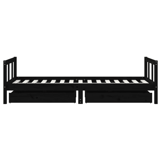vidaXL Estrutura cama infantil c gavetas 90x190 cm pinho maciço preto