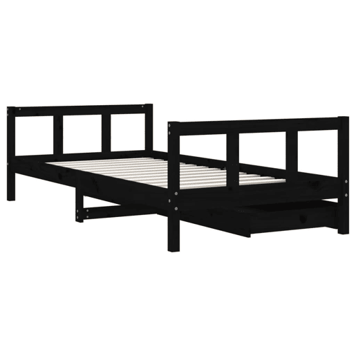 vidaXL Estrutura cama infantil c gavetas 90x190 cm pinho maciço preto