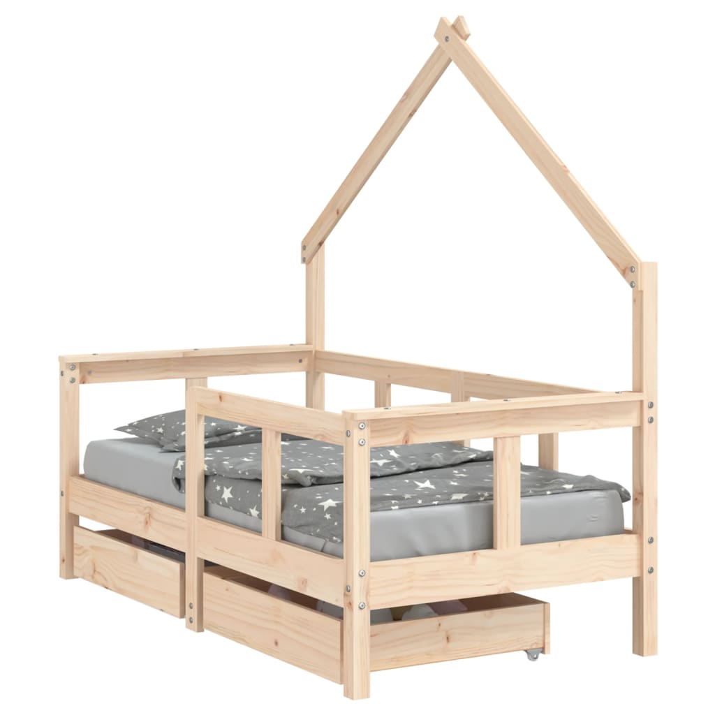 Vidaxl estructura de cama para niños con cajones madera pino 70x140 cm